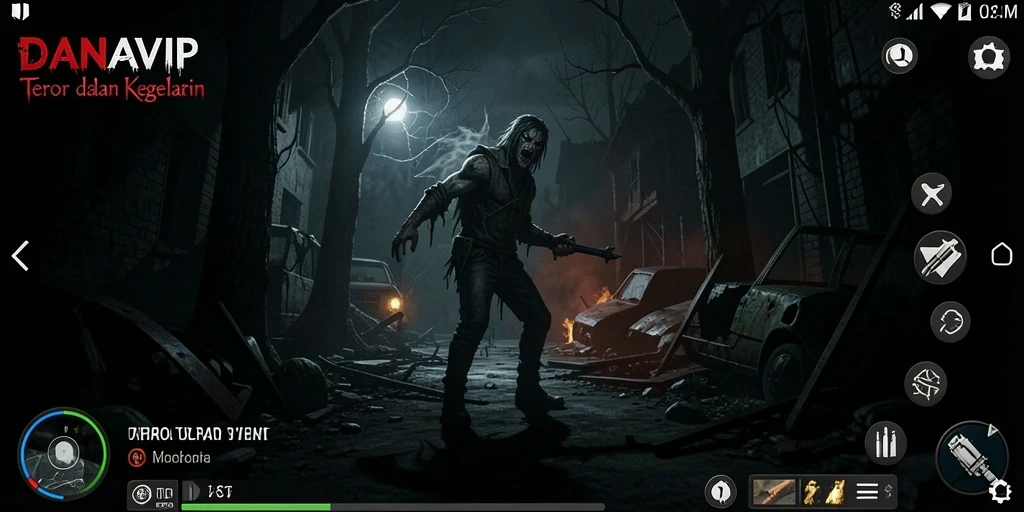 Tampilan gameplay menyeramkan dengan karakter misterius.