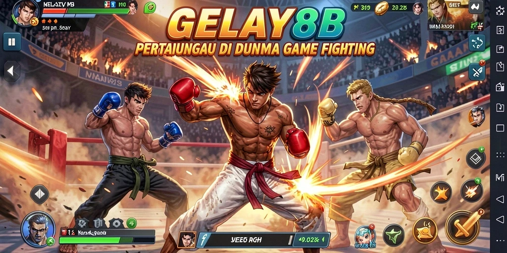 Screenshot menunjukkan aksi pertarungan intens dalam game Fighting.