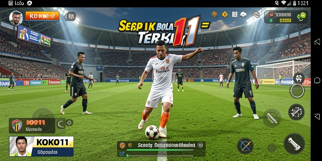 Tampilan gameplay nyata dari pertandingan sepak bola di KOKO11.