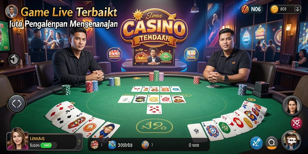 Screenshot N06 menampilkan dealer langsung yang interaktif dalam permainan Live Casino.