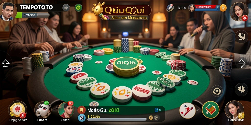 Screenshot gameplay TEMPOTOTO yang menampilkan keseruan kartu QiuQiu.